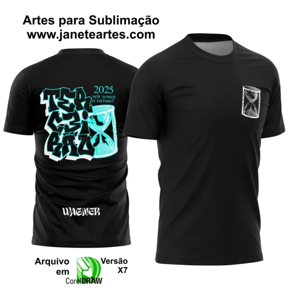 Arte Vetor Camisa Terceirão Graffiti de Rua 2025 Ampulheta