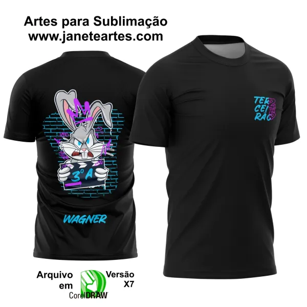 Arte Vetor Camisa Terceirão Graffiti de Rua 2025 Coelho