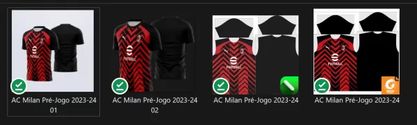 Arte Vetor Camisa Time AC Milan Pré-Jogo 2023-24
