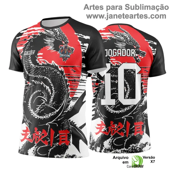 Arte Vetor Camisa de Interclasse Dragão Preto com Vermelho -  Jogos Internos 2024 - 2025