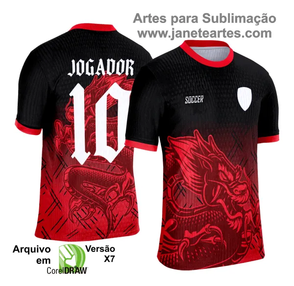 Arte Vetor Camisa de Interclasse Escolar 2025: DRAGÃO VERMELHO