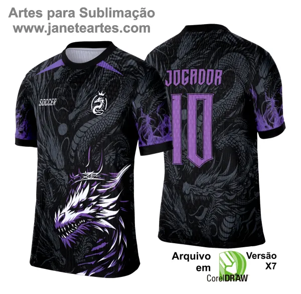 Arte Vetor Camisa de Interclasse Escolar 2025: Dragão Roxo