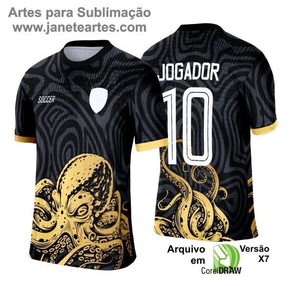 Arte Vetor Camisa de Interclasse Escolar 2025: Polvo Dourado