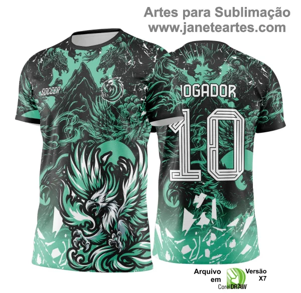 Arte Vetor Camisa de Interclasse Fênix Verde -  Jogos Internos 2024 - 2025