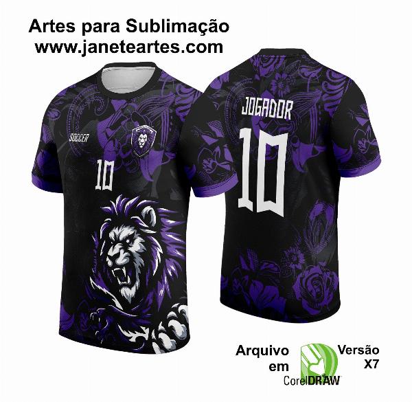 Arte Vetor Camisa de Interclasse Leão Roxo Floral 2024 - 2025