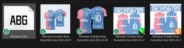 Arte Vetor Camisa do Palmeiras Outubro Rosa Novembro Azul 2023-24 x7