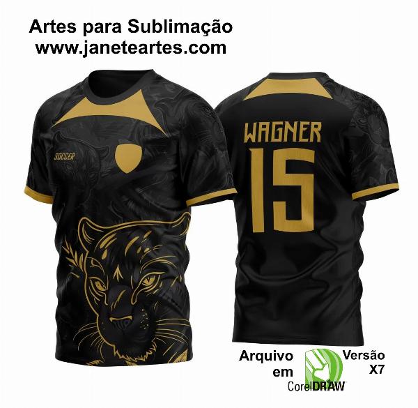 Arte Vetor Camisa para InterClasse Pantera Negra Traços Dourados 2023 Novo