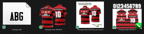 Arte Vetor Estampa Camisa Flamengo Titular 1995 - 1996