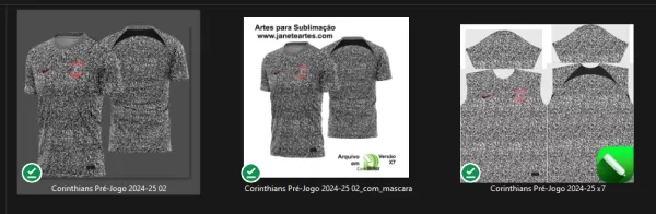 Arte Vetor Estampa Template Camisa Corinthians Pré-Jogo 2024 - 2025