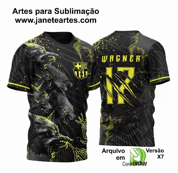 Arte Vetor Template Camisa de InterClasse Lobos em Ataque Amarela 2023