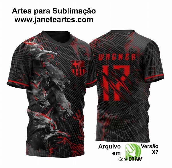 Arte Vetor Template Camisa de InterClasse Lobos em Ataque Vermelho 2023
