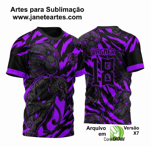 Arte Vetor Template Camisa de InterClasse Pantera Negra Fundo Tigre 2023 Roxa