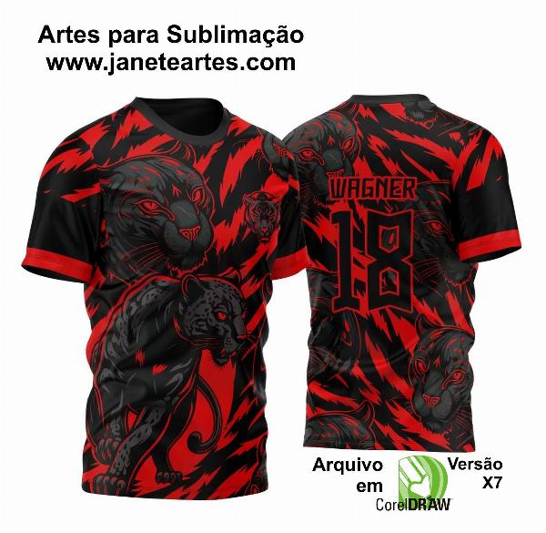 Arte Vetor Template Camisa de InterClasse Pantera Negra Fundo Tigre 2023 Vermelha