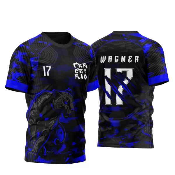 Arte Vetor Template Camisa para InterClasse Pantera Negra Azul Camuflagem