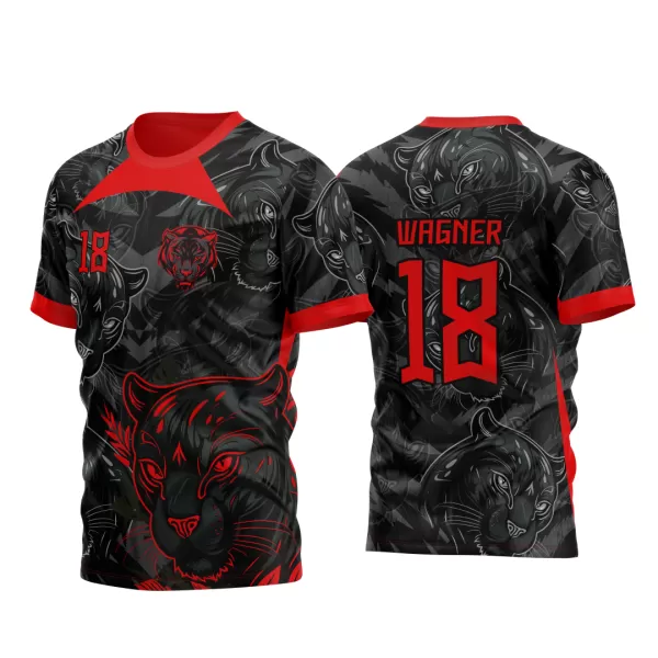 Arte Vetor Template Camisa para InterClasse Pantera Negra Padrão 2023 Vermelha
