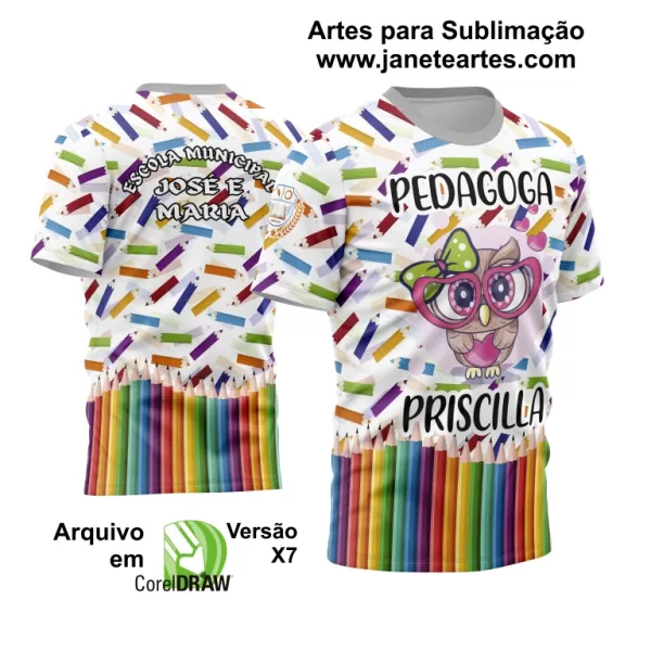 Camisa Pedagoga - Arte Vetor Estampa Template 2024 - 2025