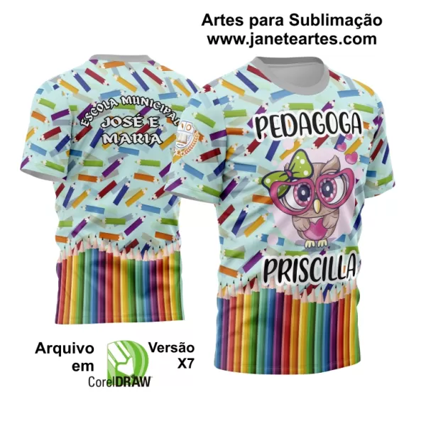 Camisa Pedagoga - Arte Vetor Estampa Template 2024 - 2025