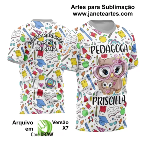 Camisa Pedagoga - Arte Vetor Estampa Template 2024 - 2025 Modelo 02