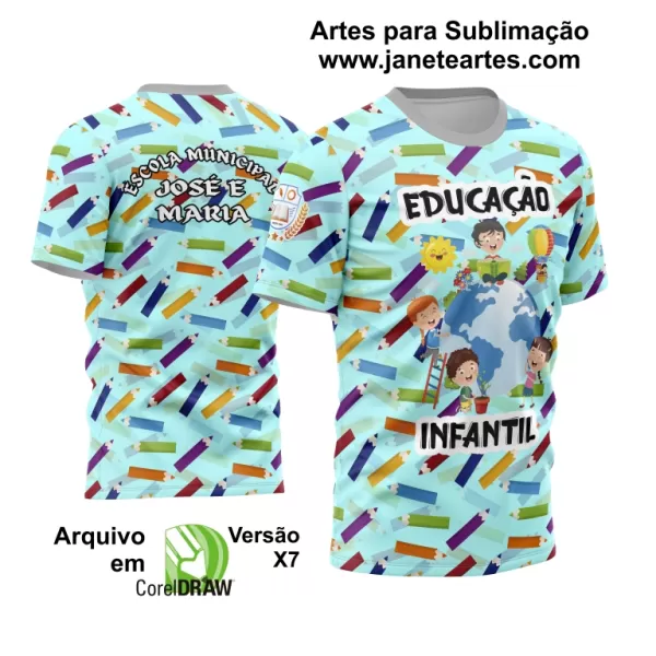 Camisa Professora Educação Infantil - Arte Vetor Estampa Template 2024 - 2025