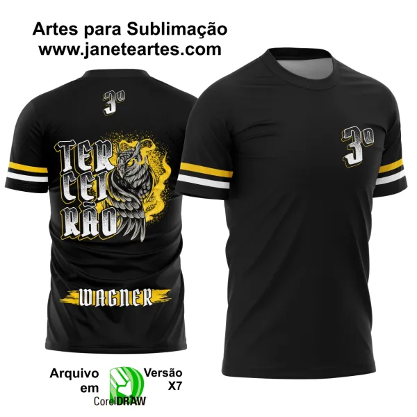 Camisa Terceirão - Arte Vetor - Formandos Coruja Fogo Dourado