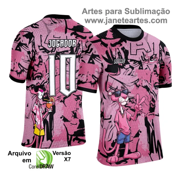 Camisa de Interclasse - Arte Vetor - Pantera Cor de Rosa