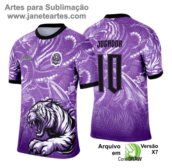 Arte Template Camisa Lilas de Interclasse 2025 - Tigre Branco