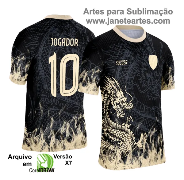 Arte Template Camisa Preta de Interclasse 2025 - Dragão Dourado