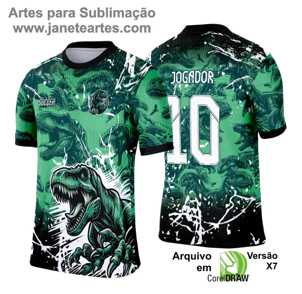 Arte Template Camisa Verde de Interclasse 2025 - Dinossauro