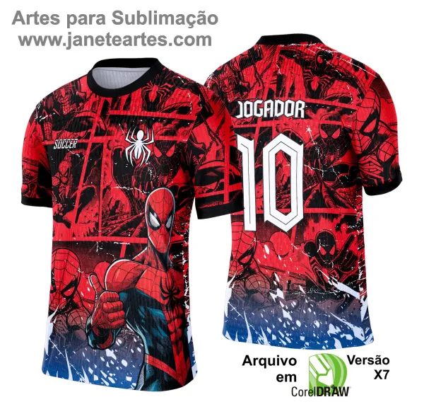 Arte Template Camisa Vermelha de Interclasse 2025 - Homem Aranha