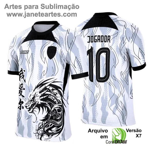 Arte Template Camisa de Interclasse 2025 | Dragão Preto e Branco