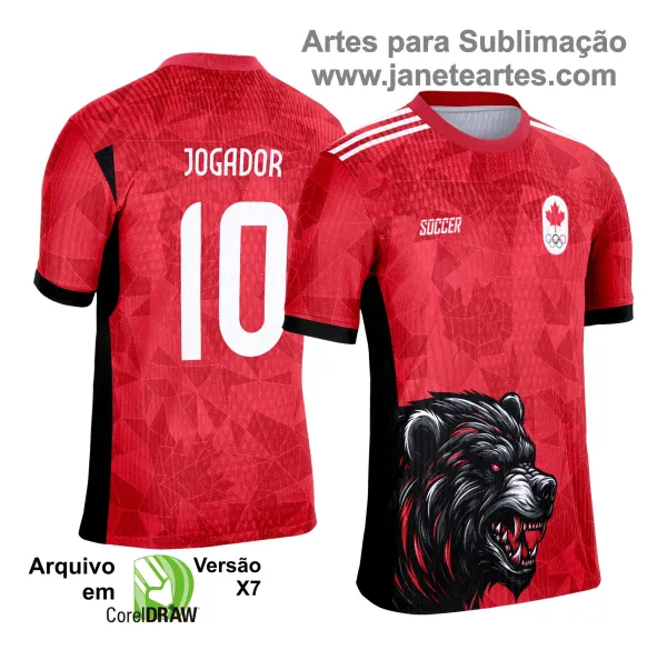 Arte Template Camisa de Interclasse 2025 | Urso Vermelho e Preto