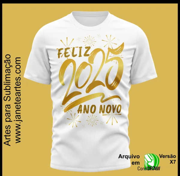 Kit 15 Artes Vetor Camisa Ano Novo Réveillon 2025