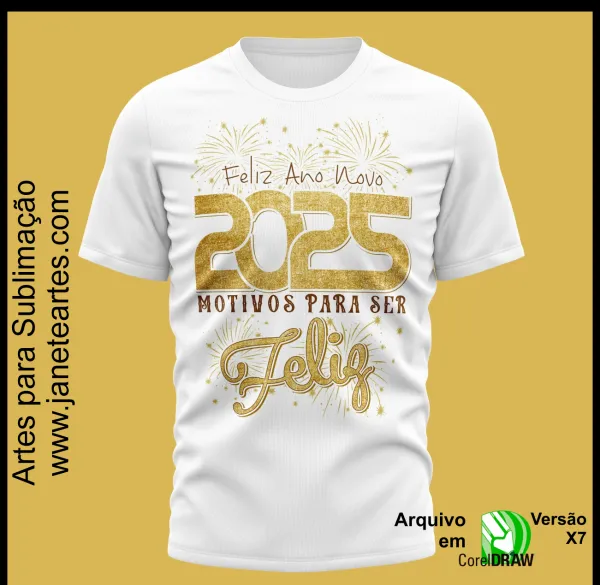 Kit 15 Artes Vetor Camisa Ano Novo Réveillon 2025