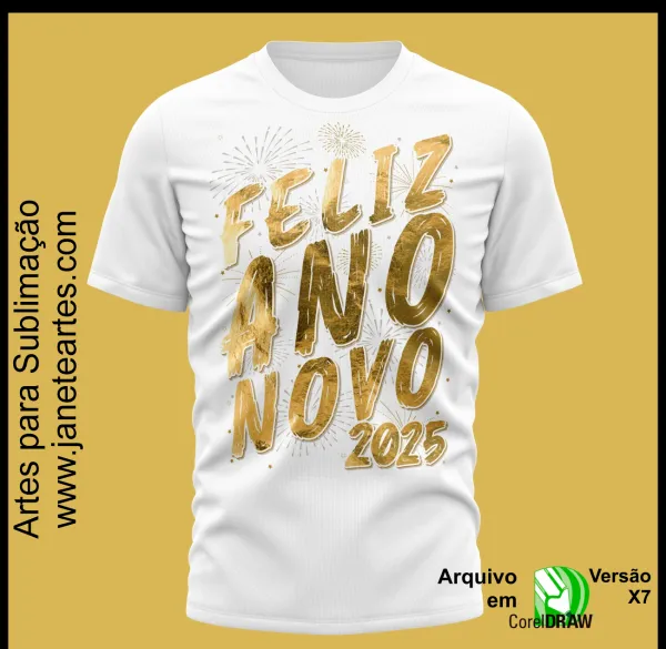 Kit 15 Artes Vetor Camisa Ano Novo Réveillon 2025