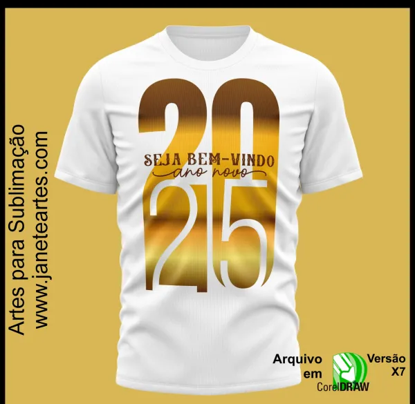 Kit 15 Artes Vetor Camisa Ano Novo Réveillon 2025