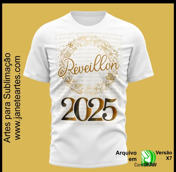 Kit 15 Artes Vetor Camisa Ano Novo Réveillon 2025 V4