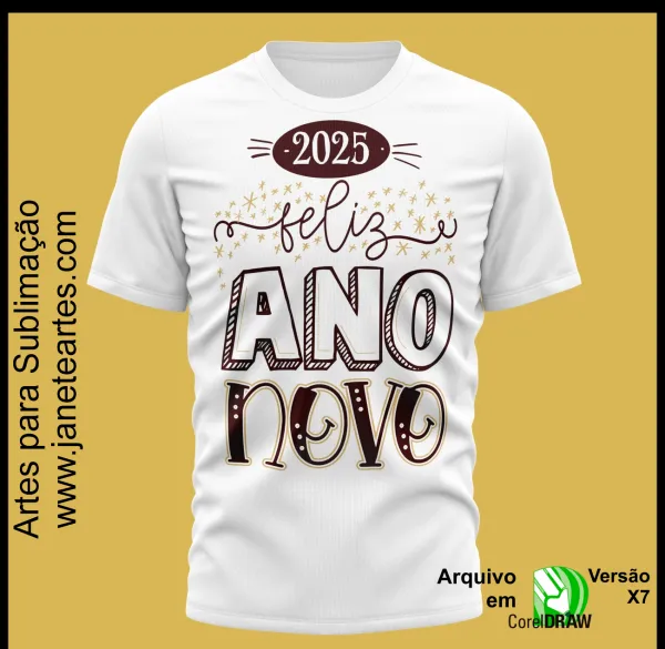 Kit 15 Artes Vetor Camisa Ano Novo Réveillon 2025 V4