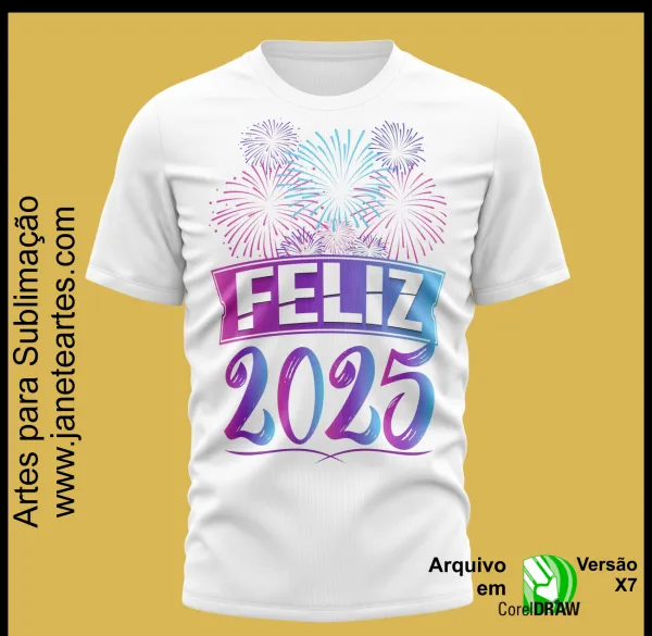 Kit 15 Artes Vetor Camisa Ano Novo Réveillon 2025 V4