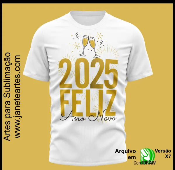 Kit 15 Artes Vetor Camisa Ano Novo Réveillon 2025 V4