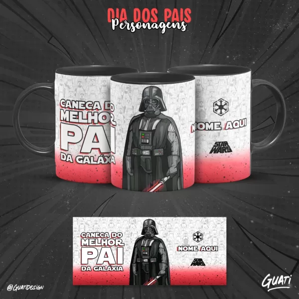 Kit 17 Artes Para Canecas Dia dos Pais 2023 Personagens