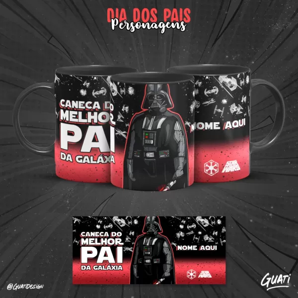 Kit 17 Artes Para Canecas Dia dos Pais 2023 Personagens