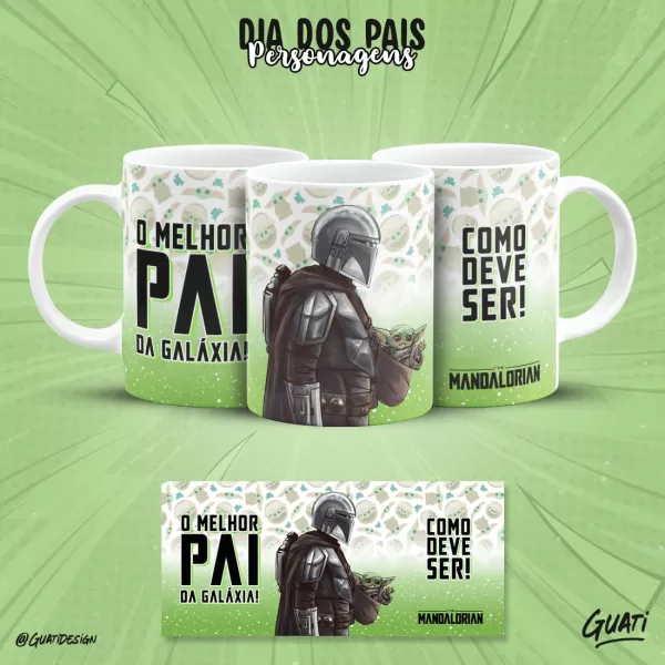 Kit 17 Artes Para Canecas Dia dos Pais 2023 Personagens