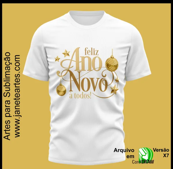 Kit 20 Artes Vetor Camisa Ano Novo Réveillon 2025