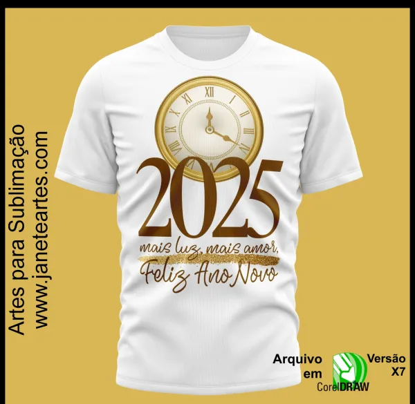 Kit 20 Artes Vetor Camisa Ano Novo Réveillon 2025