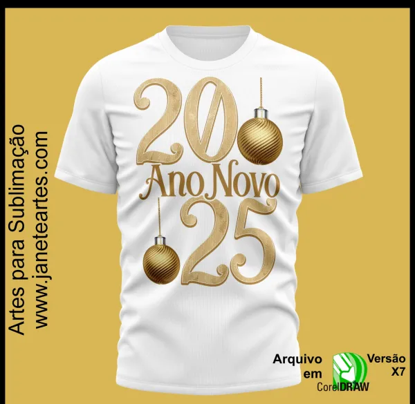 Kit 20 Artes Vetor Camisa Ano Novo Réveillon 2025