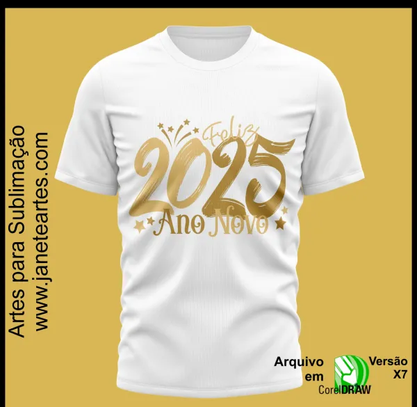 Kit 20 Artes Vetor Camisa Ano Novo Réveillon 2025