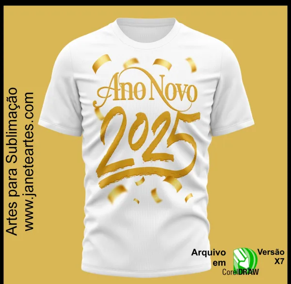 Kit 20 Artes Vetor Camisa Ano Novo Réveillon 2025