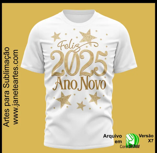 Kit 20 Artes Vetor Camisa Ano Novo Réveillon 2025