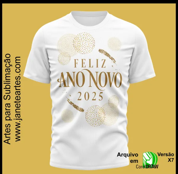 Kit 20 Artes Vetor Camisa Ano Novo Réveillon 2025