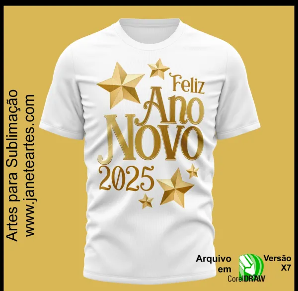 Kit 20 Artes Vetor Camisa Ano Novo Réveillon 2025